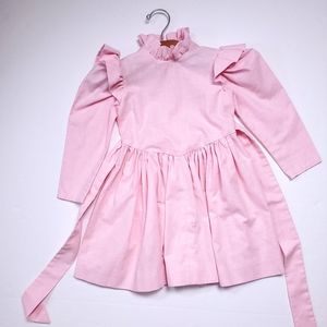 Vintage Toddler Girls Ruffled Puffed Sleeved Hand Made Dress Pink 3-4T